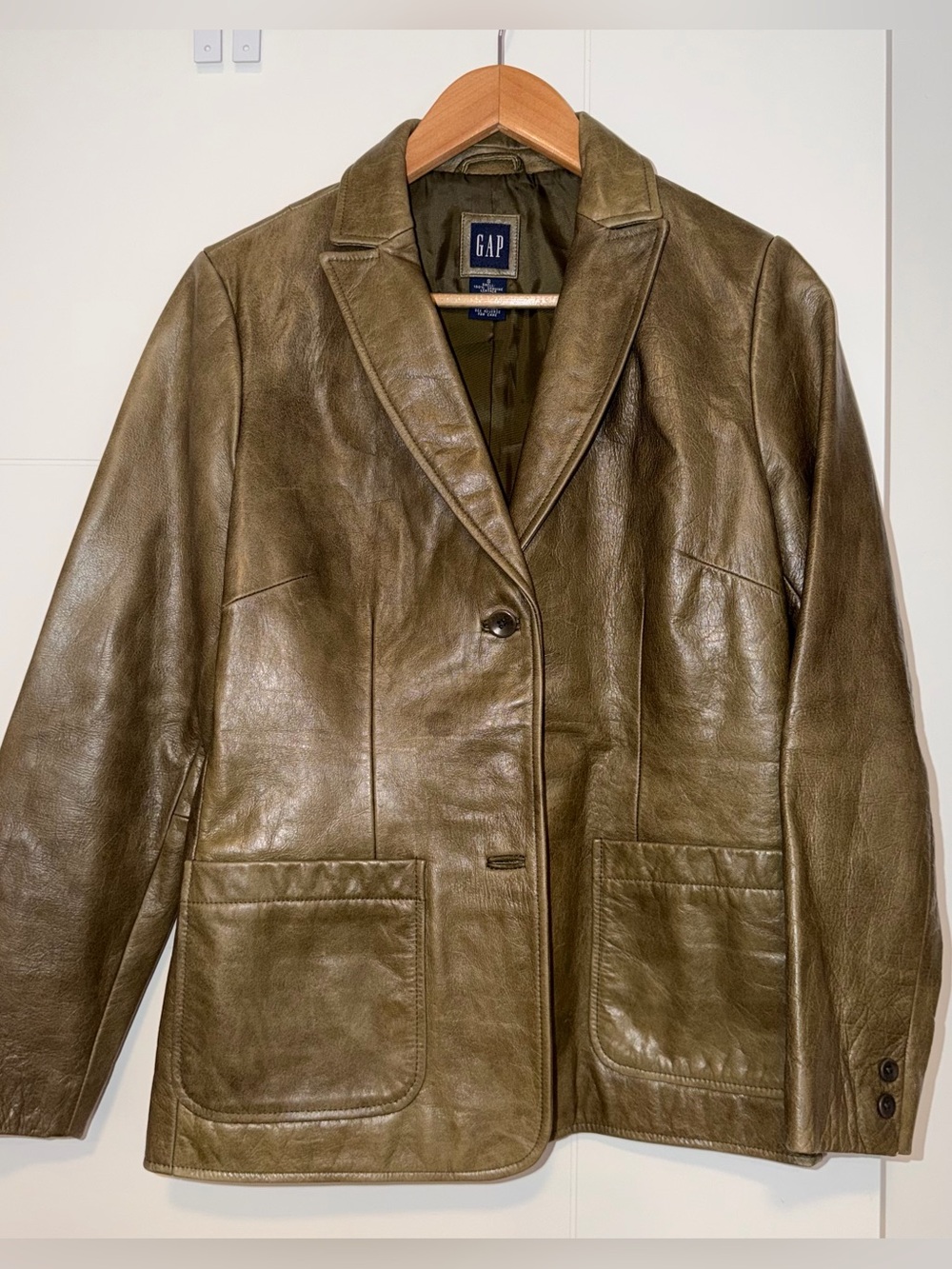 Vintage GAP Women's Olive Genuine Leather Blazer